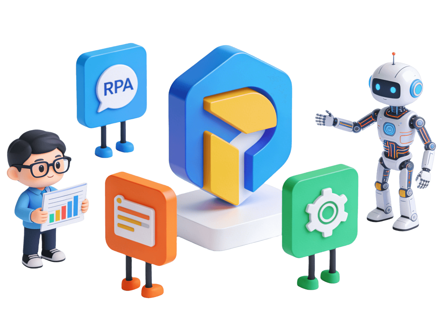 Mockup of floating boxes